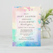 Baby Shower | Roze Blauw & Paarse Waterverf Splash Kaart (Staand voorkant)