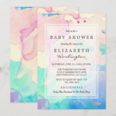 Baby Shower | Roze Blauw & Paarse Waterverf Splash Kaart (Voorkant / Achterkant)