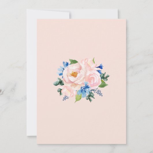 Baby shower Roze Blauwe Bloem Kaart (Achterkant)