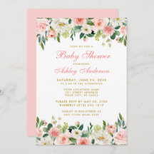 Baby shower Roze bleekbloedig wit goud invite P