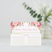 Baby shower Roze bleekse Floral Gold Recipe Kaart (Staand voorkant)