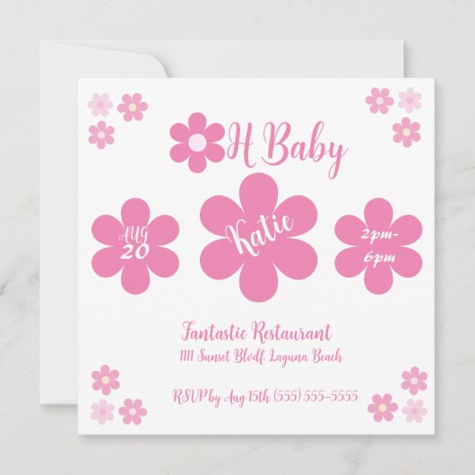 Baby Shower- Roze Bloem Glam- (Voorkant)