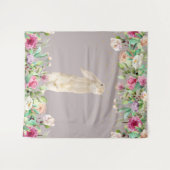 Baby Shower Roze Bloem Konijn Pasen Lente Wandkleed (Voorkant (horizontaal))