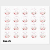 Baby shower roze bloemen baby in bloei ronde sticker (Vel)