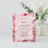 Baby shower roze bloemen meisje budget uitnodiging (Staand voorkant)