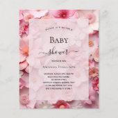 Baby shower roze bloemen meisje budget uitnodiging flyer (Voorkant)