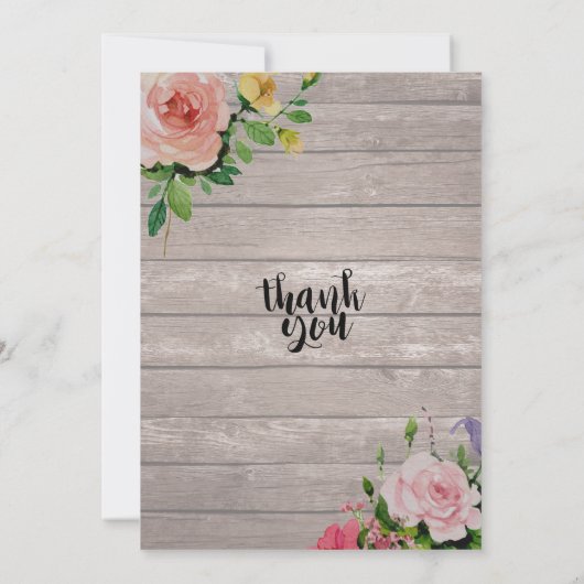 Baby shower Roze bloemen Rustic Wood String Lights Kaart (Achterkant)