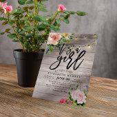 Baby shower Roze bloemen Rustic Wood String Lights Kaart