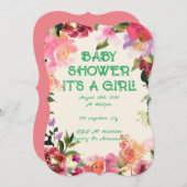 BABY SHOWER ROZE BLOEMEN SAVE THE DATE (Voorkant / Achterkant)