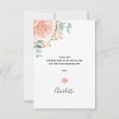 Baby shower roze bloemeneucalyptus groen bij bedankkaart (Achterkant)