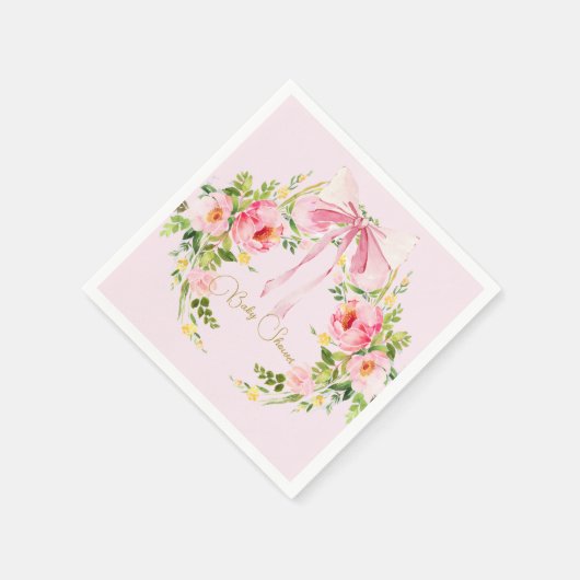 Baby shower roze bloemenkam Regency Bow Servet (Hoek)