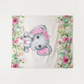 Baby Shower Roze Bloemenkleed Olifant Baby Shower Wandkleed (Voorkant (horizontaal))