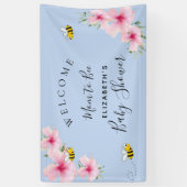 Baby shower roze bloemetjes jongen blauw moeder om spandoek (Verticaal)