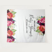 Baby shower roze bloemetjes wit foto achtergrond wandkleed (Voorkant (horizontaal))