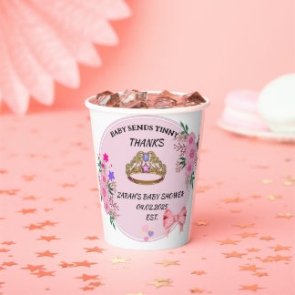 BABY SHOWER ROZE BLOEMIGE PAPIEREN BEKERS