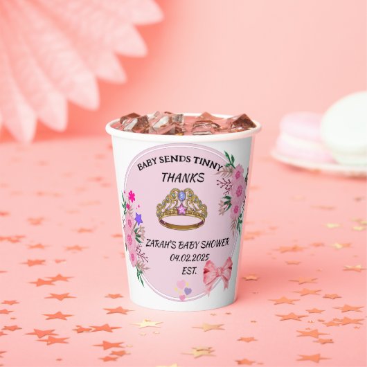 BABY SHOWER ROZE BLOEMIGE PAPIEREN BEKERS (Insitu)