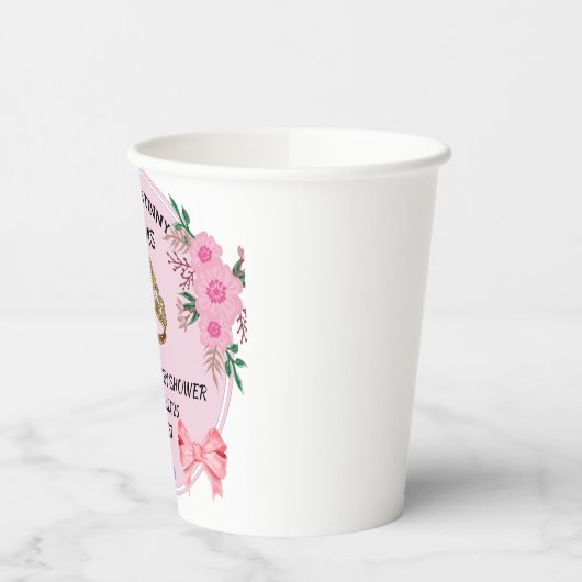 BABY SHOWER ROZE BLOEMIGE PAPIEREN BEKERS (Links)