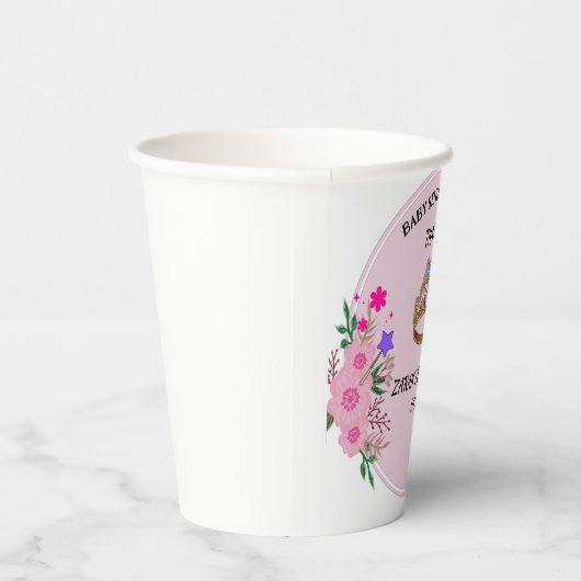 BABY SHOWER ROZE BLOEMIGE PAPIEREN BEKERS (Rechts)