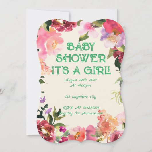 BABY SHOWER ROZE BLOESEM SAVE THE DATE (Voorkant)