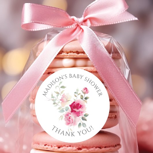 Baby Shower Roze Bloesems Ronde Sticker