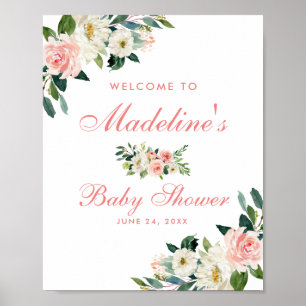 Baby shower Roze blozen Welkom Poster