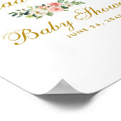 Baby shower Roze Blush Gold Floral Welkom Poster (Hoek)