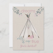 Baby shower Roze Boho Tipi DreamCatcher Kaart (Voorkant)