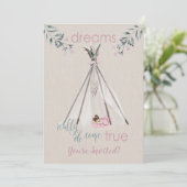 Baby shower Roze Boho Tipi DreamCatcher Kaart (Staand voorkant)