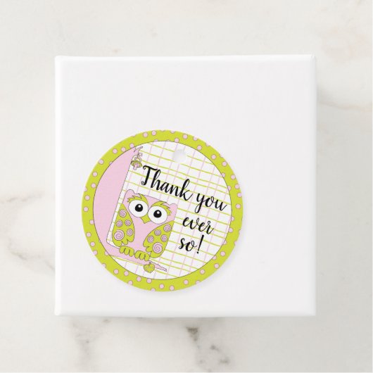 Baby shower Roze boomkorren in een boom Bedankjes Labels (In situ)