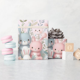 Baby Shower Roze Bosdieren Inpakpapier