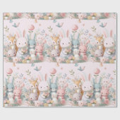 Baby Shower Roze Bosdieren Inpakpapier (Vlak)