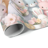 Baby Shower Roze Bosdieren Inpakpapier (Rol Hoek)
