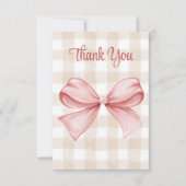 Baby shower Roze Bow Thema Custom Bedankkaart (Voorkant)