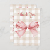 Baby shower Roze Bow Thema Custom Bedankkaart (Voorkant / Achterkant)