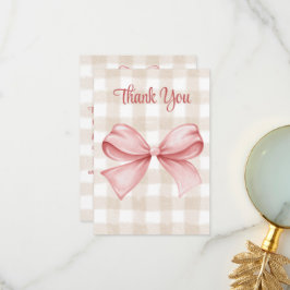 Baby shower Roze Bow Thema Custom Bedankkaart