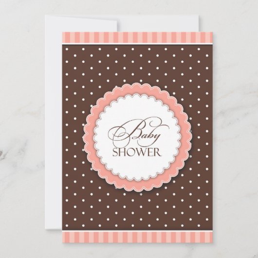 Baby shower Roze Bruin Flat Invitation Kaart (Voorkant)