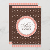 Baby shower Roze Bruin Flat Invitation Kaart (Voorkant / Achterkant)