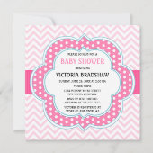 Baby shower Roze Chevron Kaart (Voorkant)