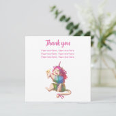Baby shower Roze Cute Flat Bedankkaart (Staand voorkant)