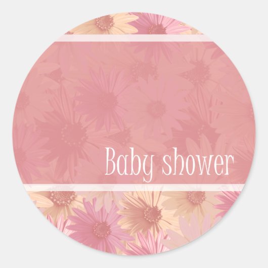 baby shower roze daisy stickers (Voorkant)