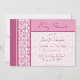 Baby shower Roze Damask Kaart