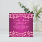 Baby shower Roze Damask Kaart (Staand voorkant)
