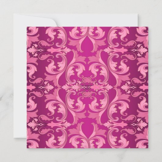 Baby shower Roze Damask Kaart (Achterkant)