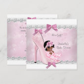  Baby shower Roze Diamond High Hiel Kaart (Voorkant / Achterkant)