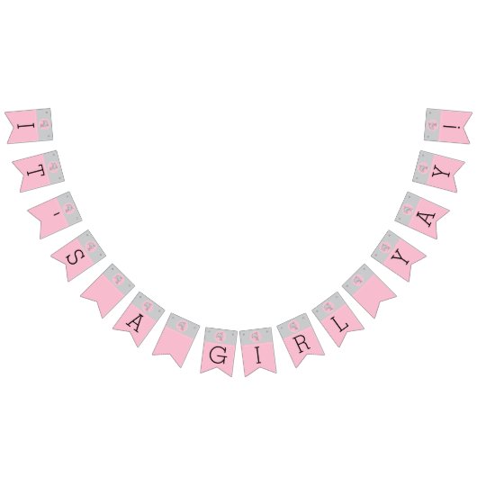 Baby shower Roze/Dolfijn, Swallowtail Banner (Alle)