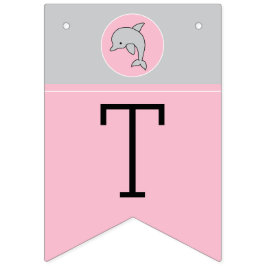 Baby shower Roze/Dolfijn, Swallowtail Banner