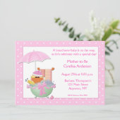 baby shower Roze Duck Bath Kaart (Staand voorkant)