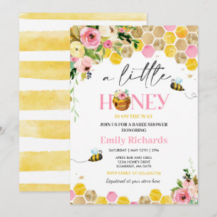 Baby shower Roze een kleine honing op weg naar de  Kaart