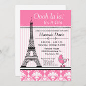 Baby shower Roze Eiffeltoren Kaart (Voorkant / Achterkant)