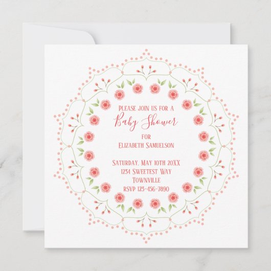 Baby shower Roze Elegant Floral Whimsical Mandala (Voorkant)